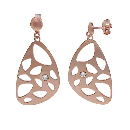 Rose gold Plated Sterling Silver Earrings w/cut-out shapes - Click Image to Close